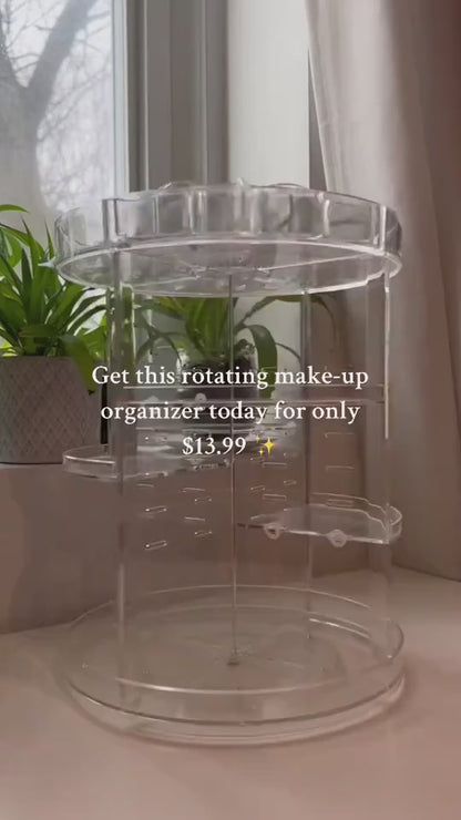 Rotating Cosmetic storage box diamond pattern transparent makeup box skin care product display box