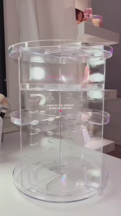 Rotating Cosmetic storage box diamond pattern transparent makeup box skin care product display box